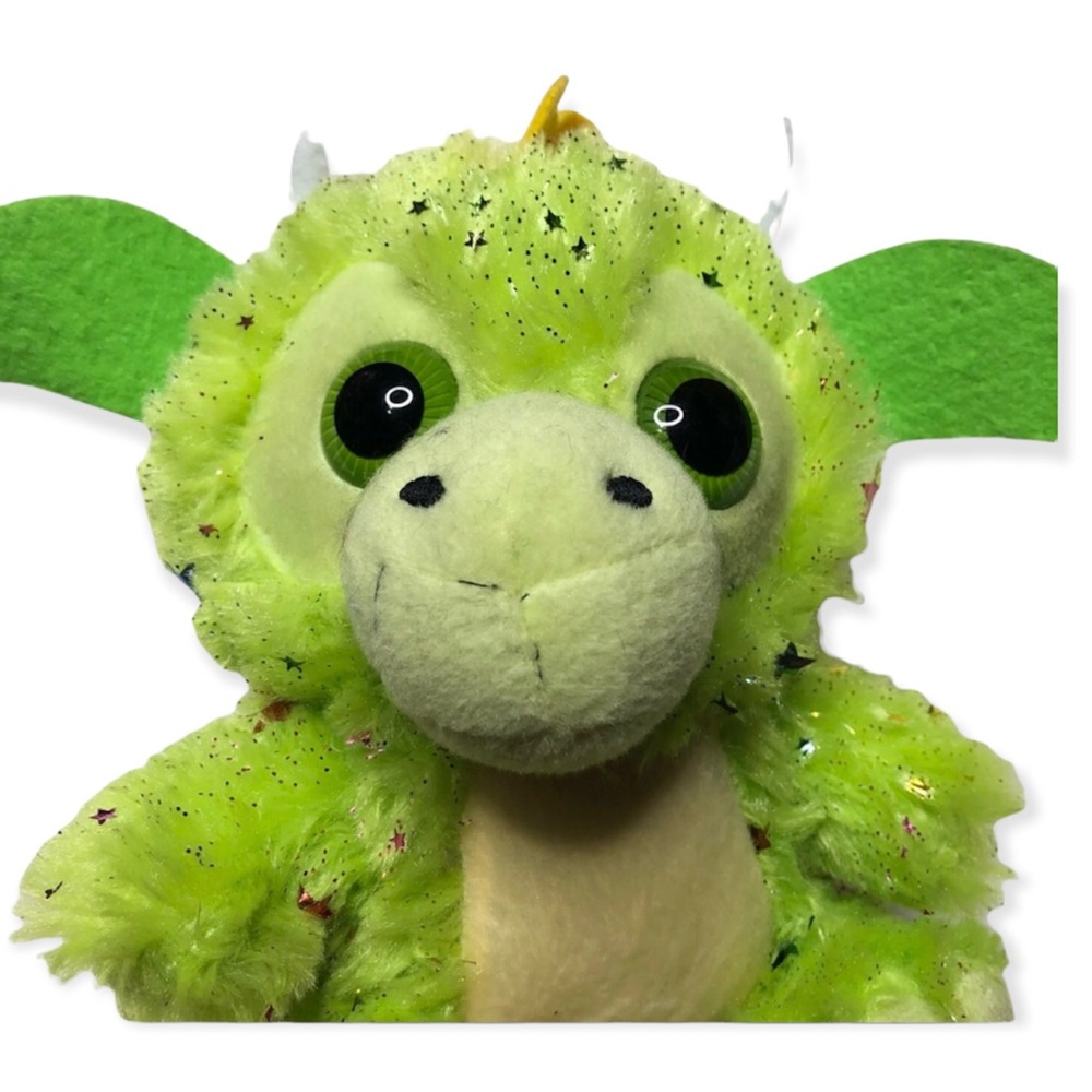 3/$20 PEEK-A-BOO TOYS Metallic Multicolored Star Dragon Plush Green EUC